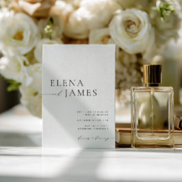 シンプルエレガント黒白ミニマル結婚リスト 招待状