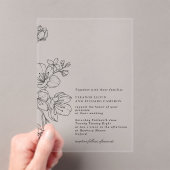シンプルエレガント黒花フローラ結婚ズ アクリル招待状 (インサイチュ (ポータブル))
