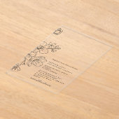 シンプルエレガント黒花フローラ結婚ズ アクリル招待状 (レイダウン)