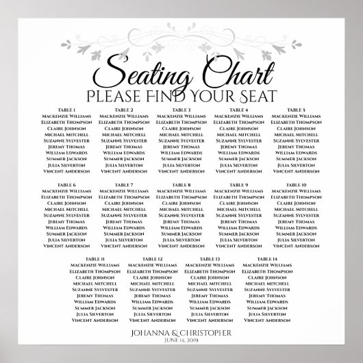 シンプルエレガント14表結婚座席表 ポスター (正面)