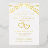 シンプルエレガント3月金ゴールド50結婚周年 箔招待状 (正面)