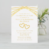 シンプルエレガント3月金ゴールド50結婚周年 箔招待状 (立ち正面)