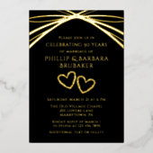 シンプルエレガント3月金ゴールド50結婚周年 箔招待状 (正面)