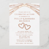 シンプルエレガント3月40日結婚記念パーティー 箔招待状 (正面)