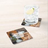 シンプルエレガント4写真コラージュ結婚式 スクエアペーパーコースター (インサイチュ)