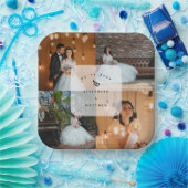 シンプルエレガント4写真コラージュ結婚式 ペーパープレート (パーティー)