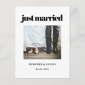シンプルエレガント&シックたった今結婚しました結婚の写真 ポストカード (正面)