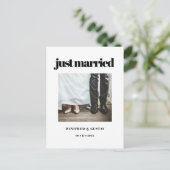 シンプルエレガント&シックたった今結婚しました結婚の写真 ポストカード (スタンド正面)