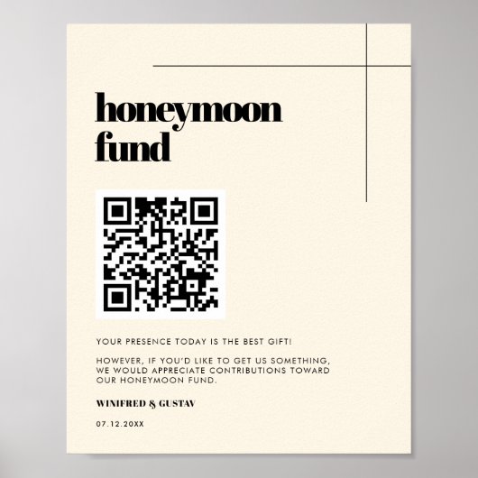 シンプルエレガント&シックなハネムーンファンドQRコード ポスター (正面)