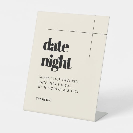 シンプルエレガント&シックな日付の夜アイディア 台座サイン (正面)