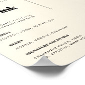 シンプルエレガント&シックの結婚バーメニュー ポスター (角)