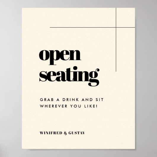 シンプルエレガント&シック結婚のオープンシーティング ポスター (正面)