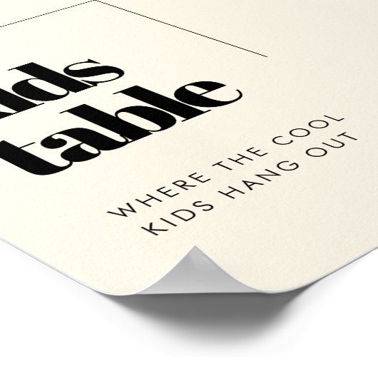 シンプルエレガント&シック結婚のキッズテーブルサイン ポスター (角)