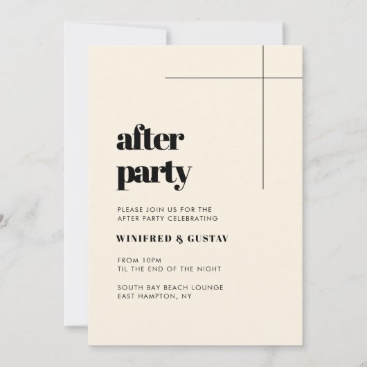 シンプルエレガント&シック結婚アフターパーティー 招待状 (正面)