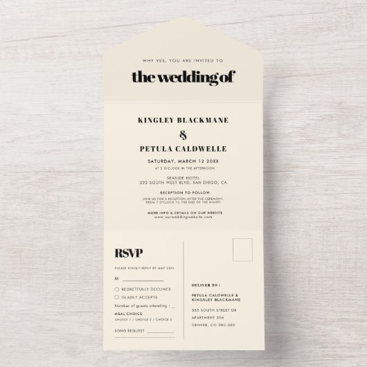 シンプルエレガント&シック結婚ズ オールインワン招待状 (内側)