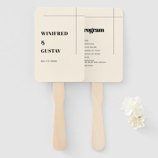 シンプルエレガント&シック結婚式 ハンドファン (正面&裏面)