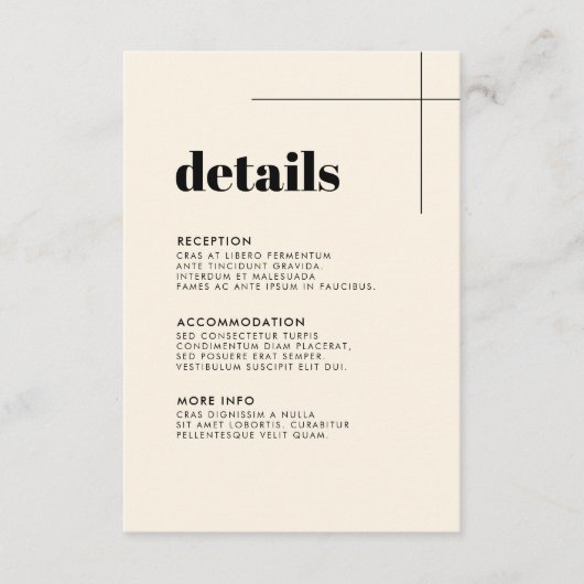 シンプルエレガント&シック結婚詳細カード エンクロージャーカード (正面)