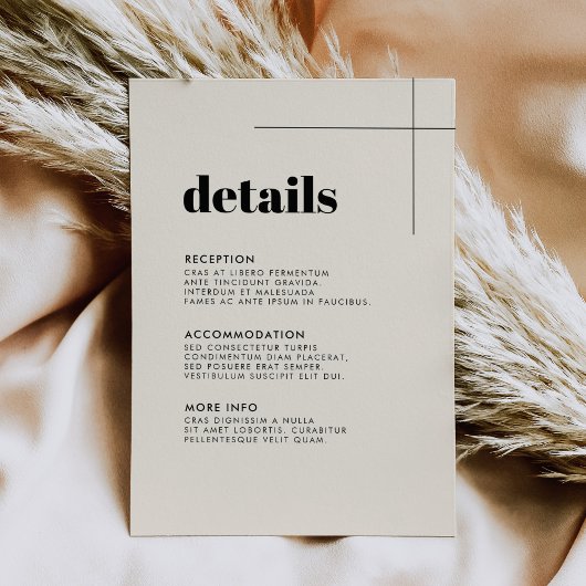 シンプルエレガント&シック結婚詳細カード エンクロージャーカード