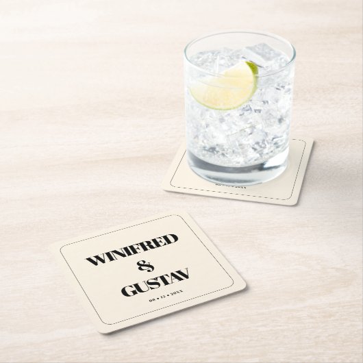 シンプルエレガント&シッ結婚クのクリーム スクエアペーパーコースター (インサイチュ)