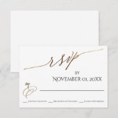 シンプルエレガント、スムーズ金ゴールドタイポグラフィ 出欠カード (正面/裏面)