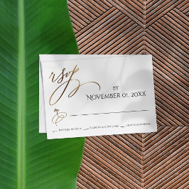 シンプルエレガント、スムーズ金ゴールドタイポグラフィ 出欠カード