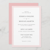 シンプルエレガント・ピンク&グレー結婚ズ 招待状 (正面/裏面)