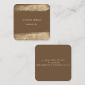 シンプルエレガント、ミニマルフェイク、金ゴールドブラシストローク スクエア名刺 (正面/裏面)