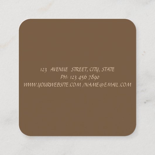 シンプルエレガント、ミニマルフェイク、金ゴールドブラシストローク スクエア名刺 (裏面)