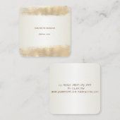 シンプルエレガント、ミニマルフェイク、金ゴールドブラシストローク スクエア名刺 (正面/裏面)