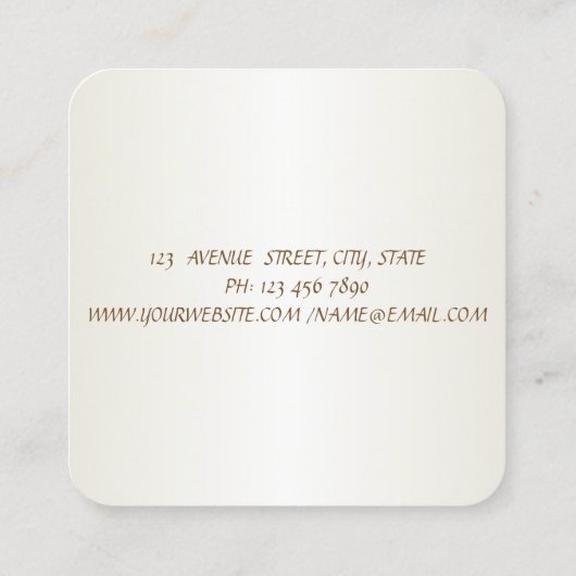 シンプルエレガント、ミニマルフェイク、金ゴールドブラシストローク スクエア名刺 (裏面)