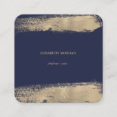 シンプルエレガント、ミニマルフェイク、金ゴールドブラシストローク スクエア名刺 (正面)