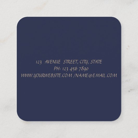 シンプルエレガント、ミニマルフェイク、金ゴールドブラシストローク スクエア名刺 (裏面)