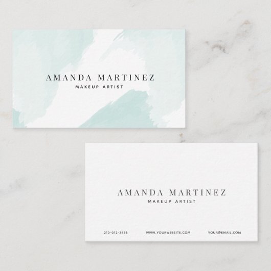 シンプルエレガント ライトブルー水彩名刺 名刺 (正面/裏面)