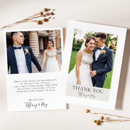 シンプルエレガント |白とベージュのフラット写真 サンキューカード