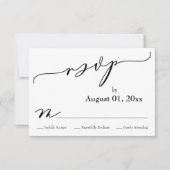 シンプルエレガント、白黒モダンのRSVPカード 出欠カード (正面)