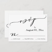 シンプルエレガント、白黒モダンのRSVPカード 出欠カード (正面/裏面)