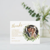 シンプルエレガント、結婚式感謝してい「」 1写真 ポストカード (スタンド正面)