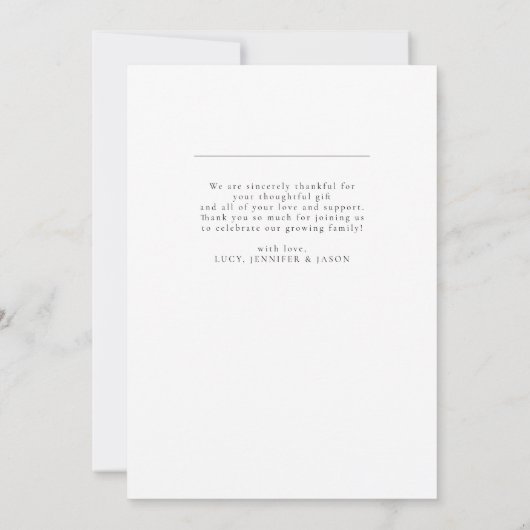 シンプルエレガントArch Baby Shower写真 サンキューカード (裏面)