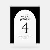 シンプルエレガントArch, Black, 結婚s Table Numbers アクリルサイン (正面)