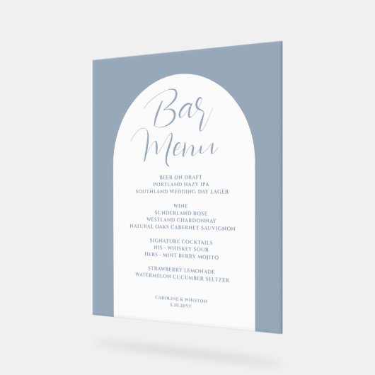 シンプルエレガントArch, Grayのバー結婚メニュー飲料 アクリルサイン (傾斜)