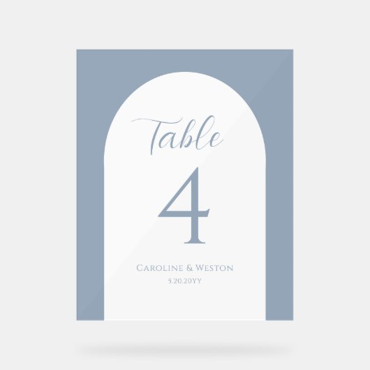 シンプルエレガントArch、Gray、結婚のテーブル番号 アクリルサイン (正面)