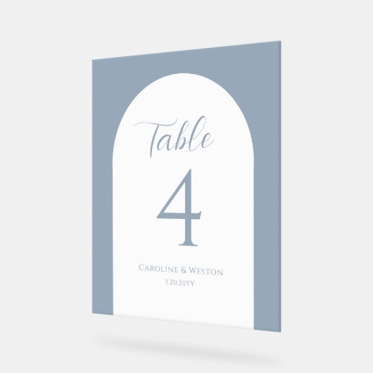 シンプルエレガントArch、Gray、結婚のテーブル番号 アクリルサイン (傾斜)