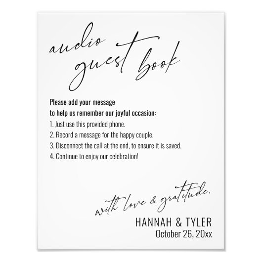 シンプルエレガントAudio Guest Book Sign フォトプリント (正面)