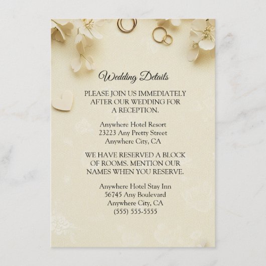 シンプルエレガントBeigeのエンク結婚ロージャカード エンクロージャーカード (正面)