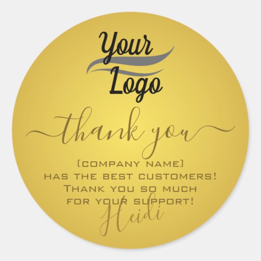 シンプルエレガントBeige金ゴールドグラデーションありがとう ラウンドシール (正面)