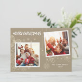 シンプルエレガントBeige 2フォトフレームファミリ シーズンカード (スタンド正面)