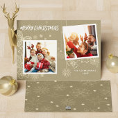 シンプルエレガントBeige 2フォトフレームファミリ シーズンカード