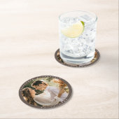 シンプルエレガントBeige Brown 結婚 Neutralの写真 ラウンドペーパーコースター (インサイチュ)