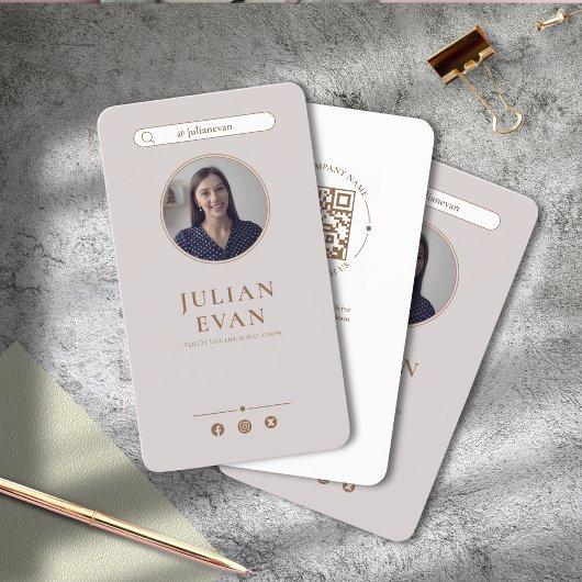 シンプルエレガントBeige Photo Business Card 名刺