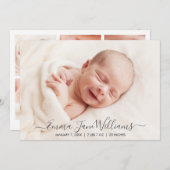 シンプルエレガントBirth Announcement Photo Card 案内状 (正面/裏面)